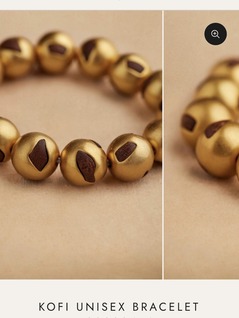 Kofi Khoi Unisex Gold and Brown Beaded Bracelet STANDARD